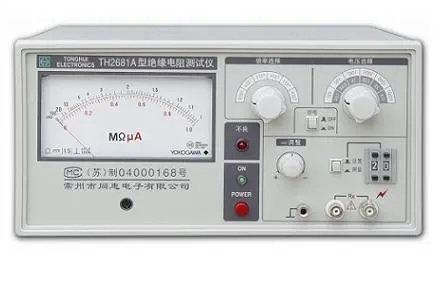 Tonghui TH2681A  Analog indication Insulation Resistance Tester : 100KΩ-10TΩ; : 10V/50V/100V/250V/500V/1000V