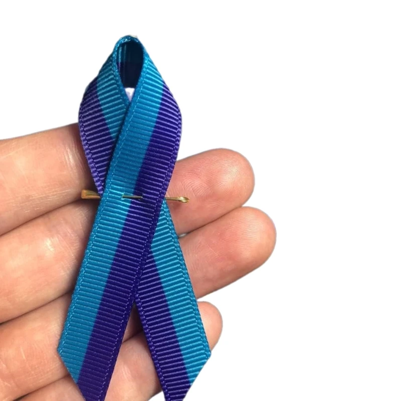 100 Pieces Suicide Prevention Ribbon Pin Bowknot Lapel Pin Satins Fabric Ribbon with Safety Pin for Public Social Event N0HE