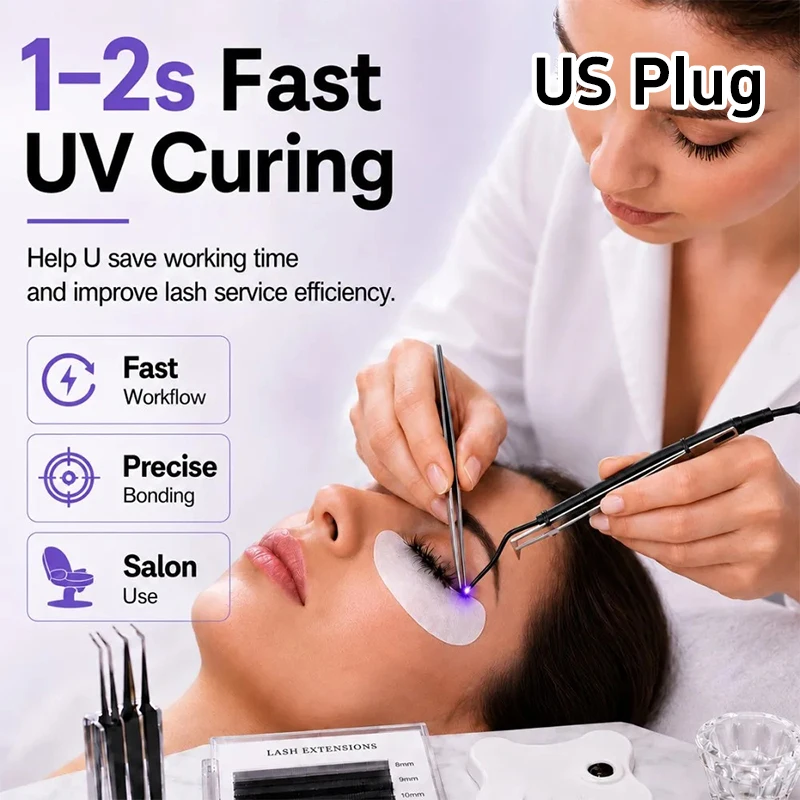 Mini UV Lash Lamp Tweezers 2‑Second Fast Curing Light Eyelash Extension Tweezer Portable LED Flashlight For Lash Glue Nail Art