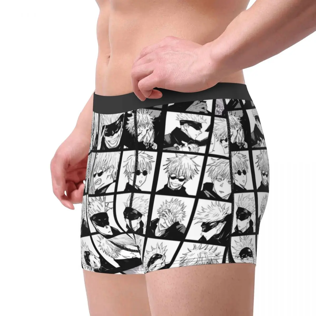 Sexy Boxer Gojo Satoru Collage Shorts Panties Men Underwear Anime Soft Underpants for Male Plus Size