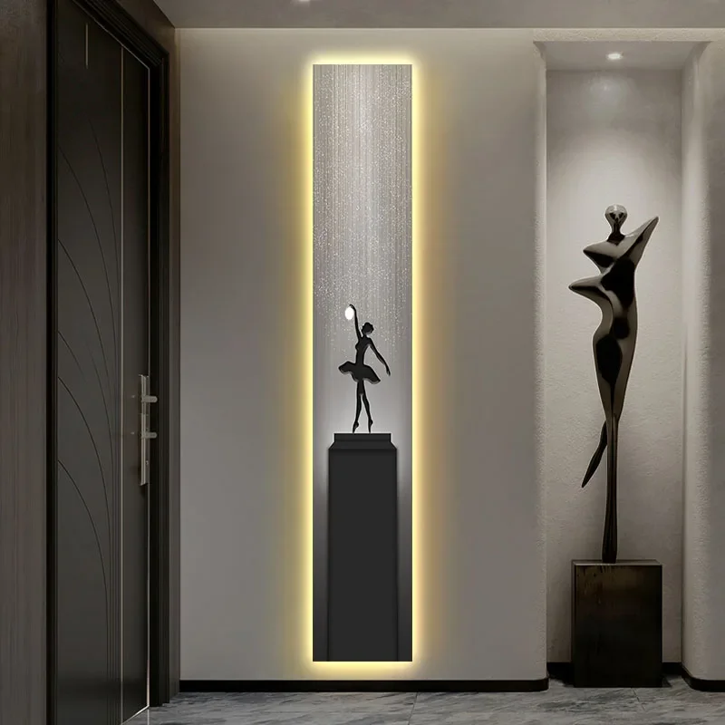 Modern Minimalist Porch Art Decorative Painting Lamp Abstract Figure Art Hanging Painting Lamp Slender Strip Led Painting Lamp