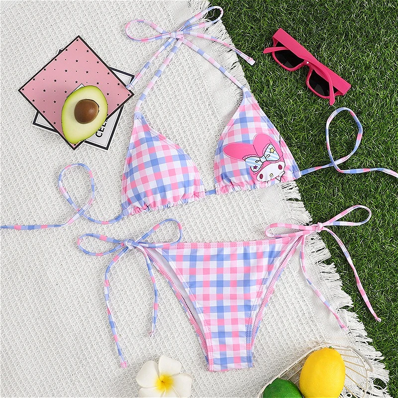 My Melody HelloKitty Cute Girls Sexy Bikinis Set Bandage Micro Bikini Swimsuit Swimwear Sweet Womens Bathing Suit Beach Vacation