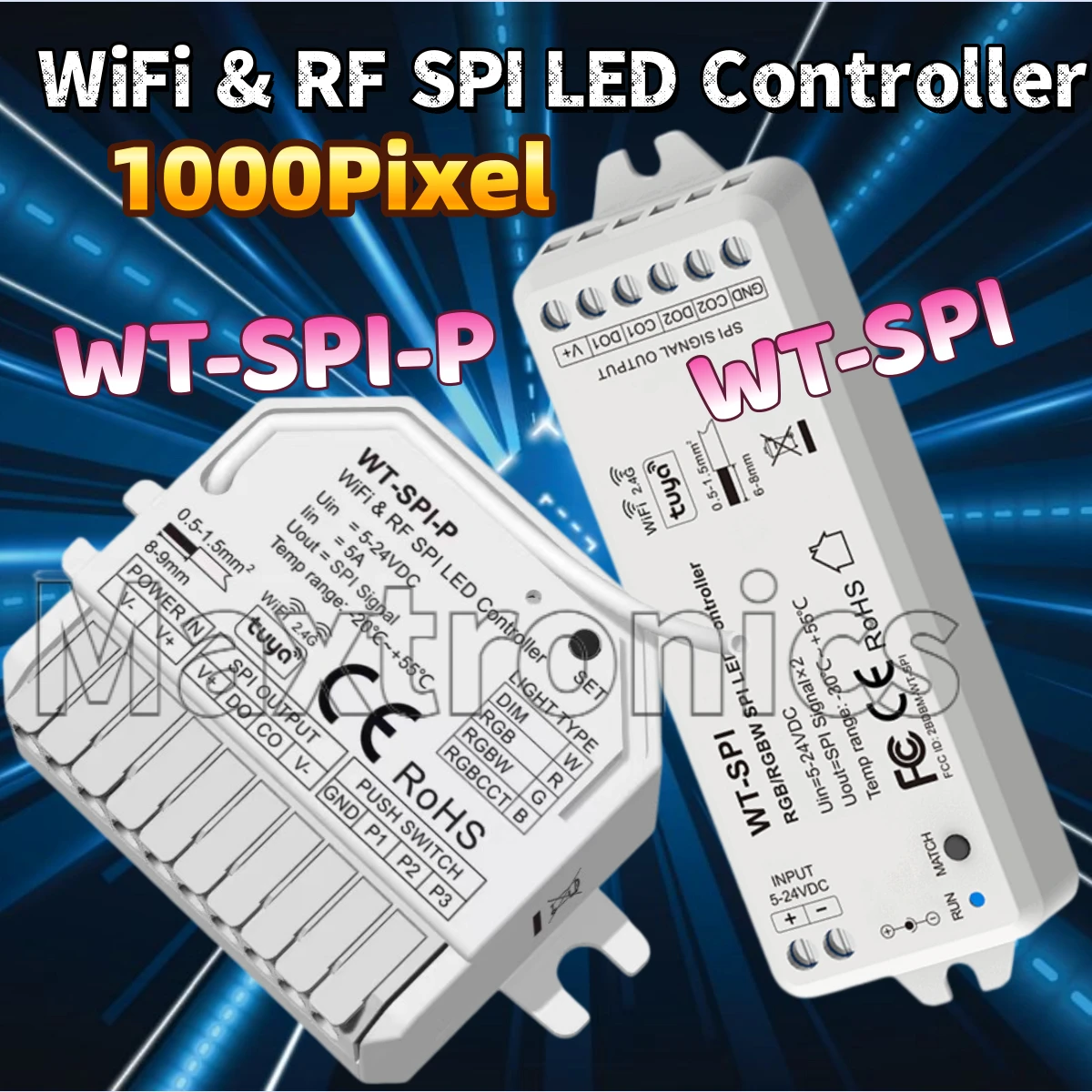 WT-SPI-P/ WT-SPI Skydance WiFi & RF SPI LED Controller MAX1000 Pixel Tuya Smart APP for WS2811 WS2812 SK6812 RGB/ RGBW LED Light