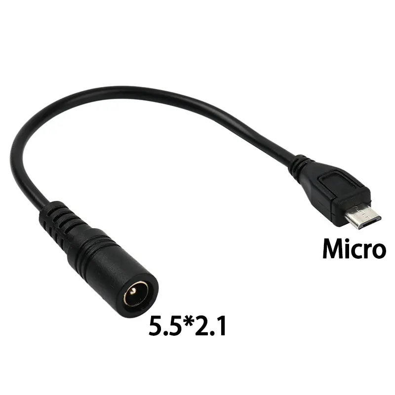 5.5*2.1mm DC Power Plug Waterproof Jacket Female To Micro USB / Mini USB / Type C Male Adapter Cable