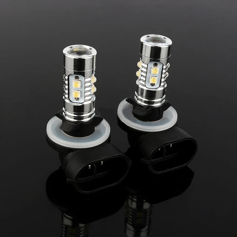 2x Car 10 LEDs Fog Lights Replacement Bulb White Lamp DC 12V 50W H27 Bright 10 LED Fog for drl Headlight Hot 2x