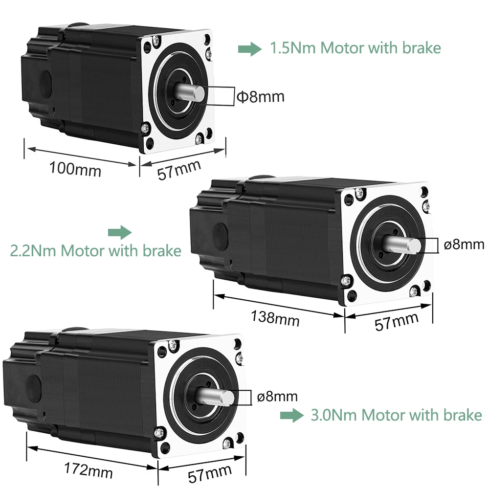 Imagem -03 - Motor Deslizante Fechado do Laço com Codificador 1.5nm 2.2nm 3nm Servo Motor Fácil Híbrido da C.c. com Jogo do Motorista do Freio Nema23 57