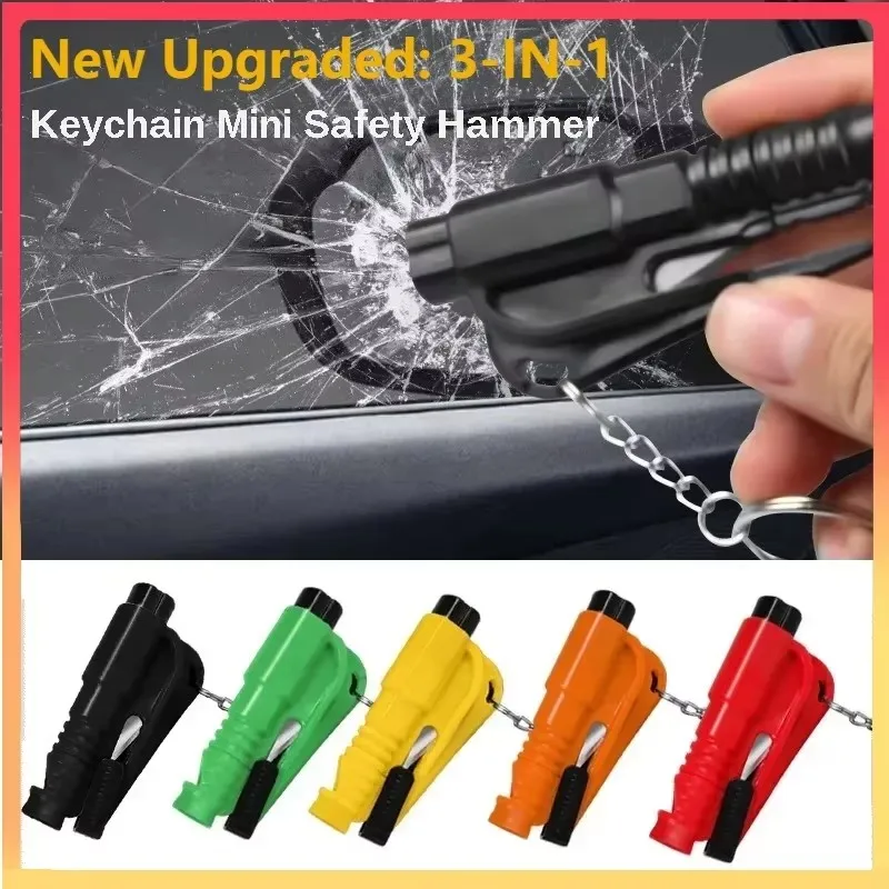 Compact 3-in-1 Car Safety Hammer, Window Breaker & Seat Belt Cutter, Emergency Rescue Tool for Vehicle Accessories