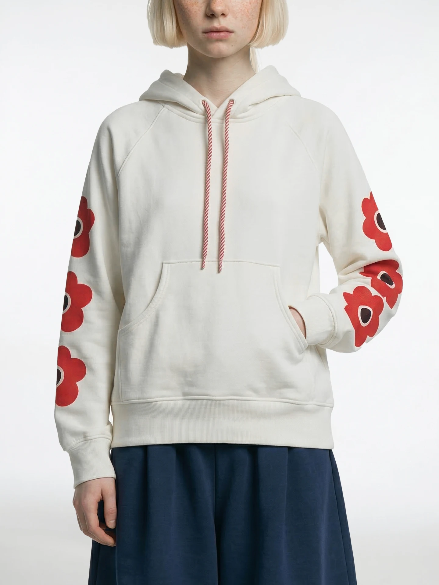 

Белая толстовка Imakokoni Original Spring Casual с художественным принтом, свободный крой, на шнурке, женская модная одежда из смесового хлопка и полиэстера