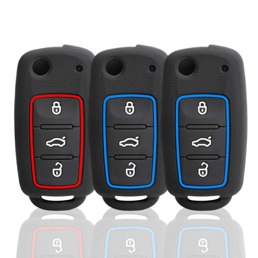 For SEAT Leon Ibiza For VW Golf Polo Bora Beetle Tiguan For SKODA Fabia Superb 3 Button Silicone Remote Key Fob Case Cover
