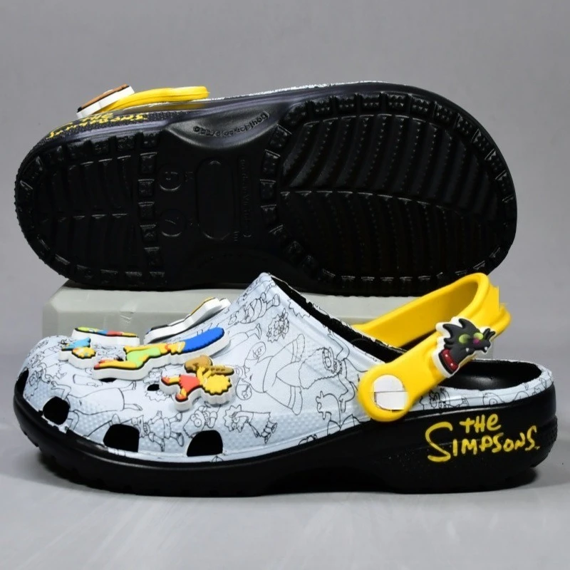 Cartoon anime The Simpsons sandals cute summer EVA clogs lazy closed-toe slip-on ankle-wrap slippers casual beach non-slip shoes view 5