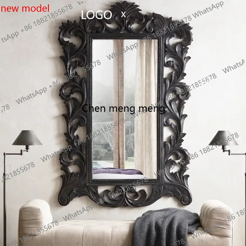 Vintage carvings, fireplace mirror, bedroom wall-mounted bathroom, vanity mirror