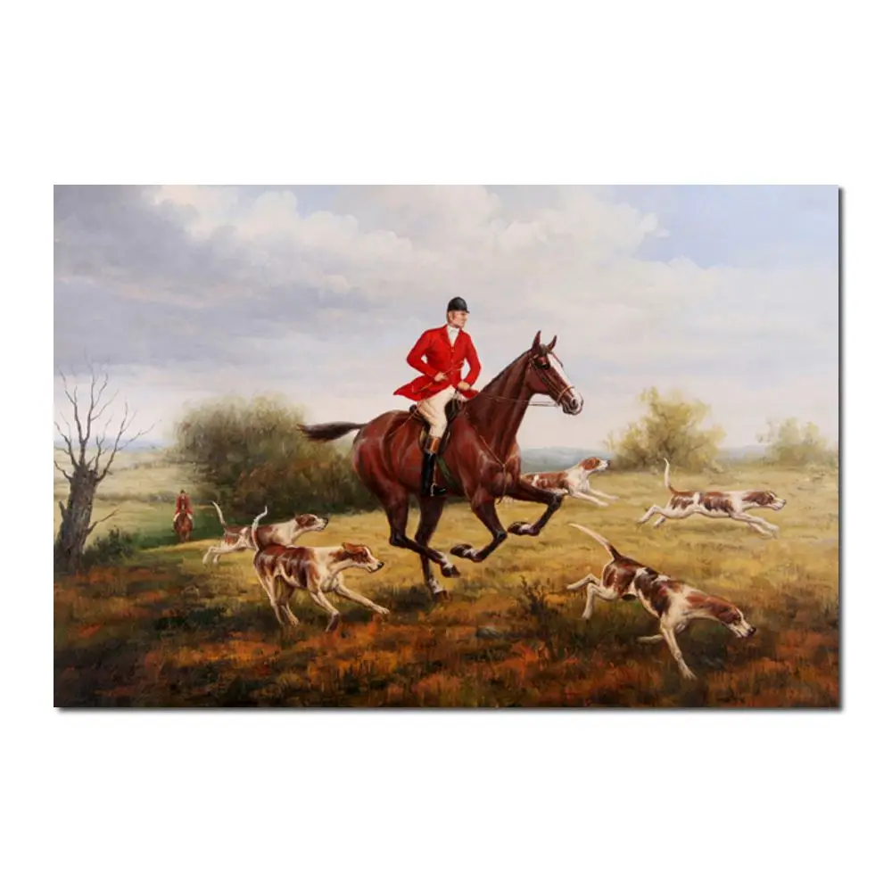 Foxhunting Scene Canvas Art Horse Painting Handmade Heywood Hardy Sports Riders Artwork Modern Living Room Decor High Quality