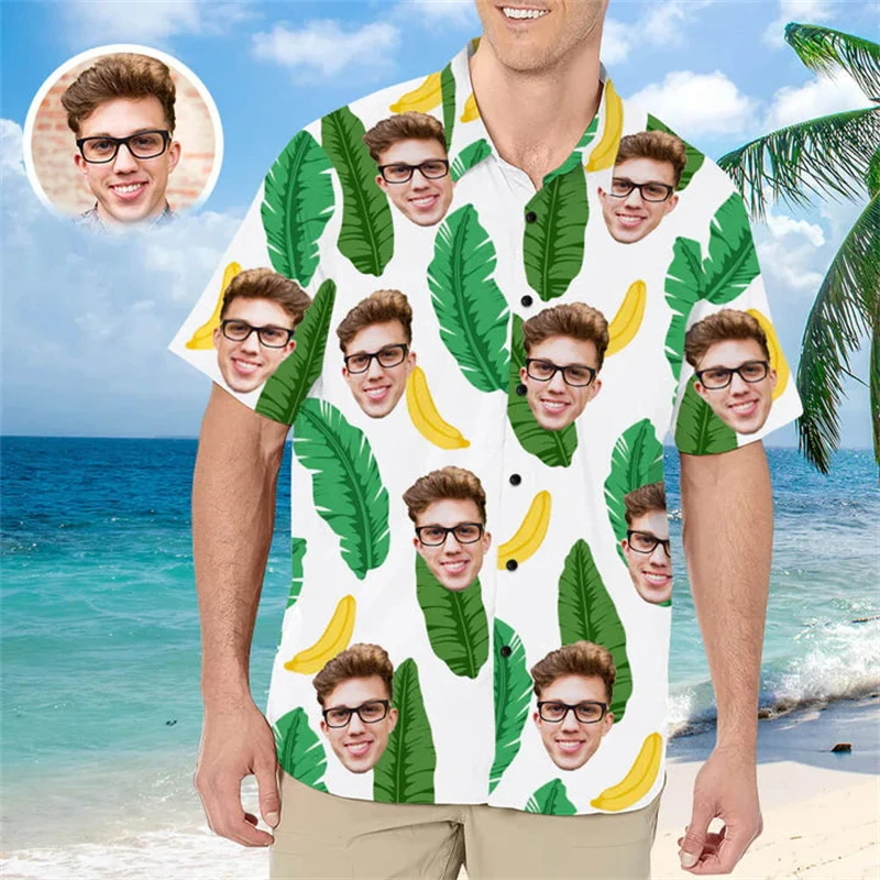 Unisex Hawaiian Shirts Custom Funny 3d Diy Print Button Shirts Short Sleeve Hawaii Shirt Tops Designer Clothes Men Funny Shirt