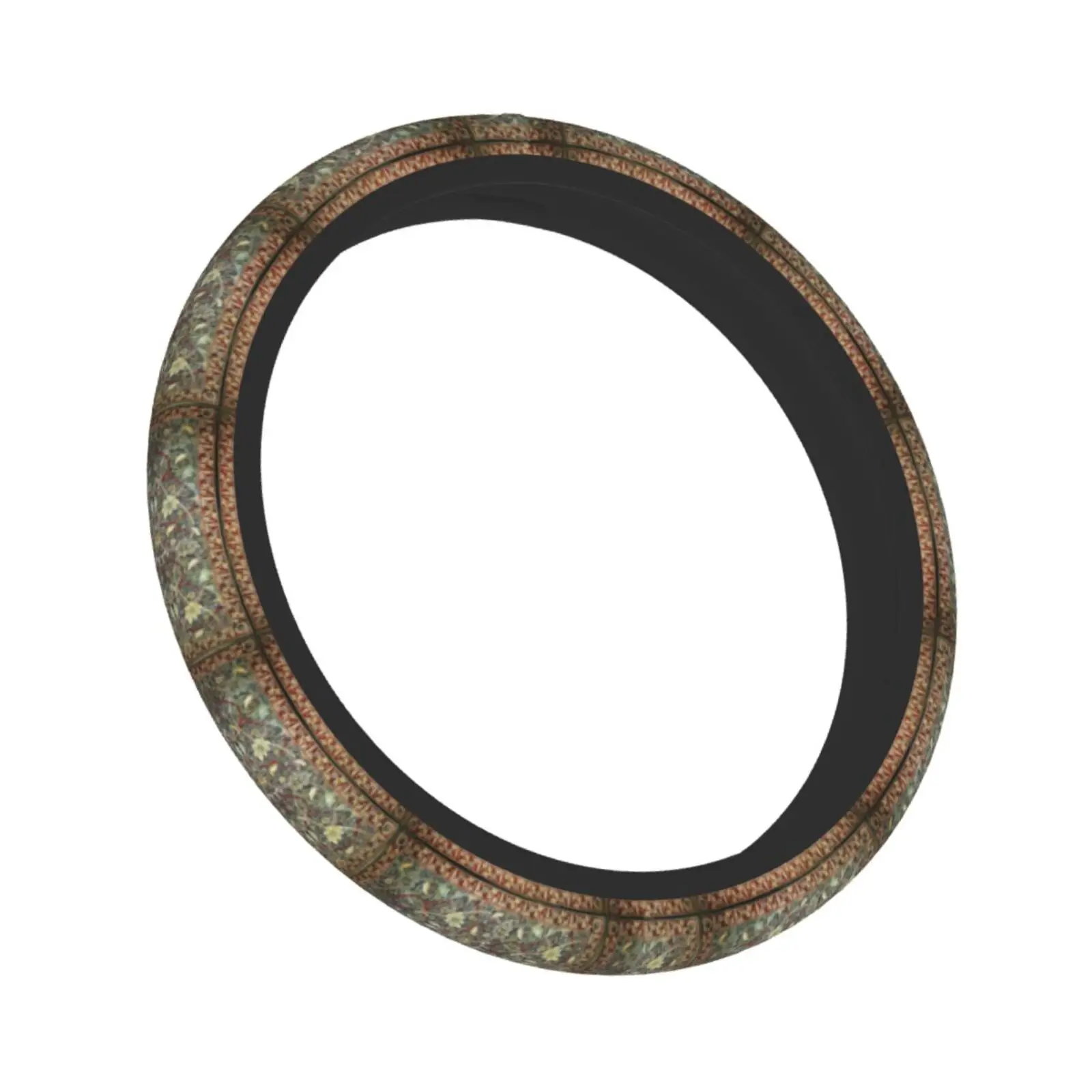 Bohemian Vintage Floral Print Universal Steering Wheel Cover for SUV Soft Car Steering Wheel Protector 15 Inch Auto Accessories
