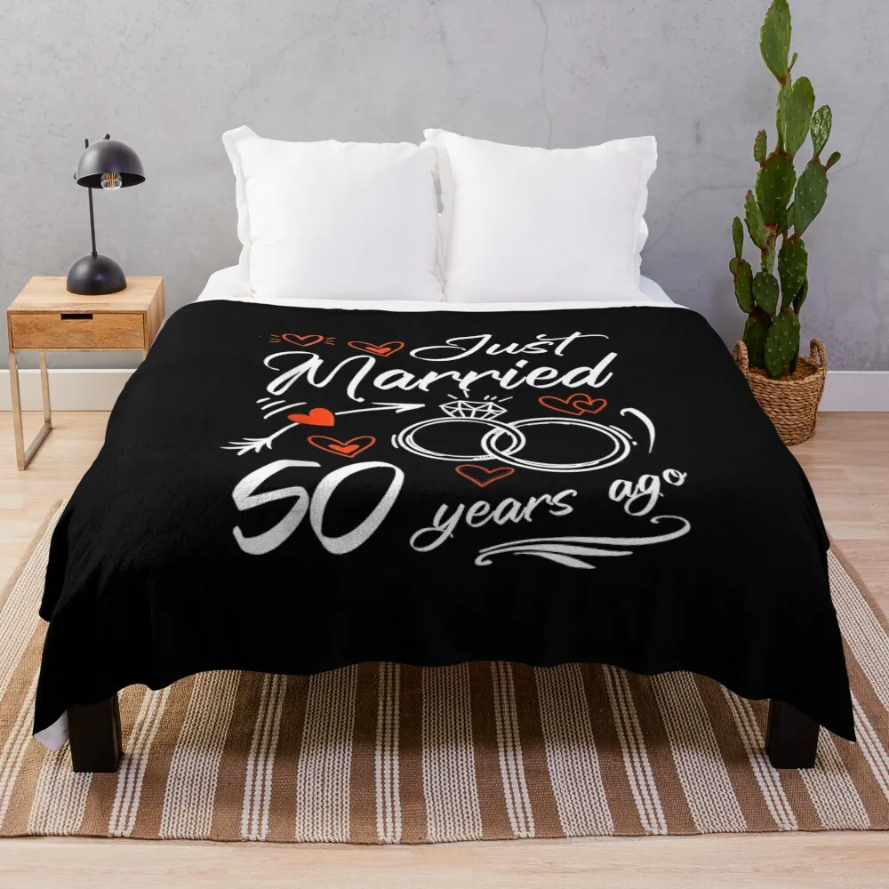 Just Married 50 years Ago 50th Wedding Anniversary Party Throw Blanket Travel Sofa Quilt for winter Blankets