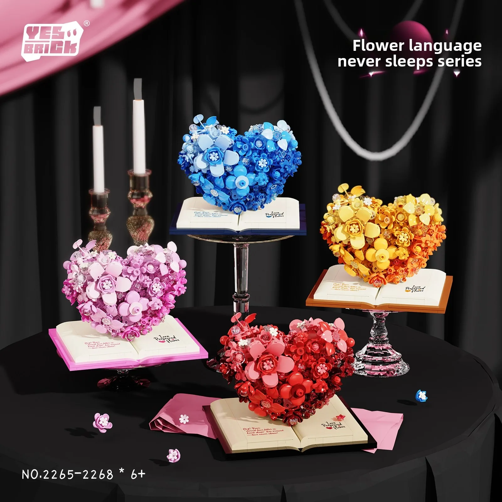 

"Sleepless Love Flower Blocks Book, Rose Eternal Flower Assembly, Valentine's Day Romantic Decoration, Girls' Confession Gift"