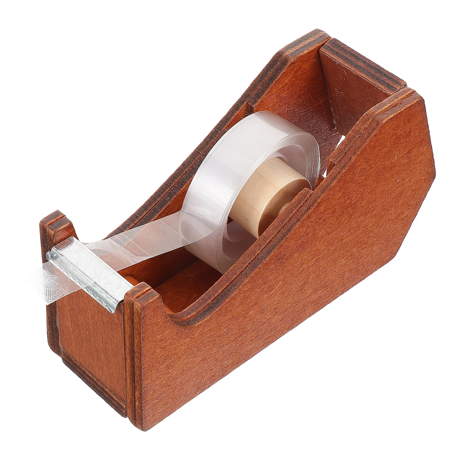 Exquisite Carved Animal Shape Wooden Tape Dispenser Functional Desktop Organizer for Tapes and Notes Office School Workspace