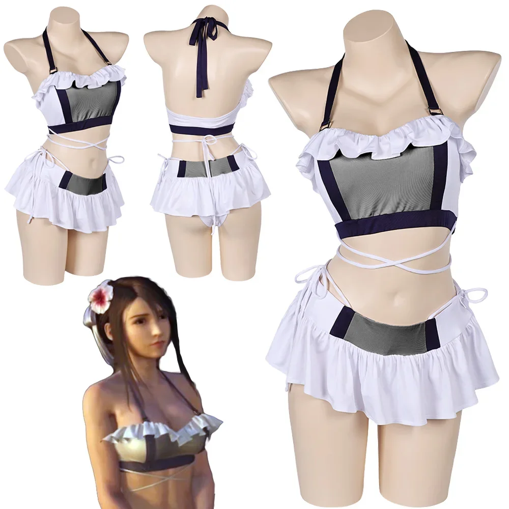 

FF7 Rebirth Tifa Cosplay Fantasy Swimsuit Anime Game Final Cosplay Fantasy Costume Disguise Swimwear Beach Wear Bathing Suit