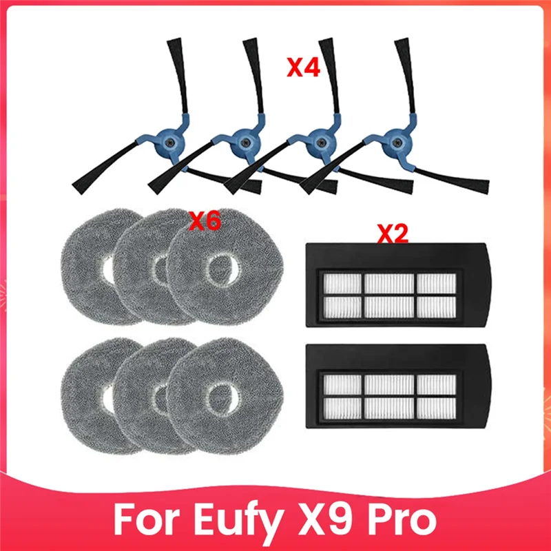 

AA01-12PCS Vacuum Side Brush Hepa Filter Mop Cloth Kit For Eufy X9 Pro Replacement Parts Accessories