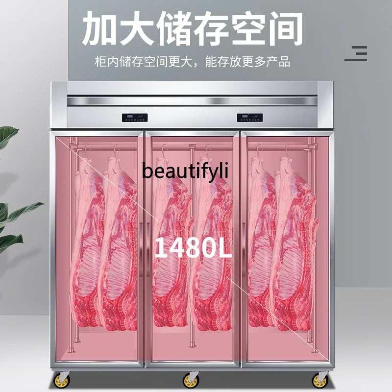 Commercial fresh-keeping refrigerated vertical fresh meat whole pig display cabinet fresh meat freezer acid cabinet