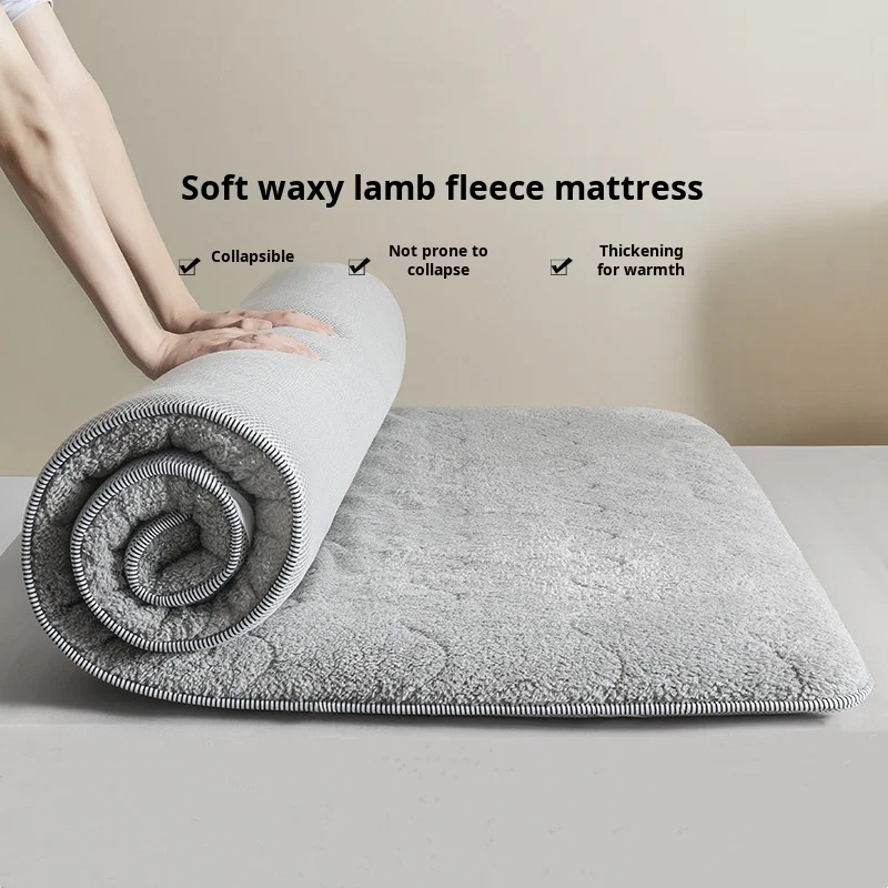 Wool Tatami Mattress Foldable Thick Warm Sleeping Pad Floor Mattress Topper for Winter Home Bedroom Dormitory Comfortable Use image 6