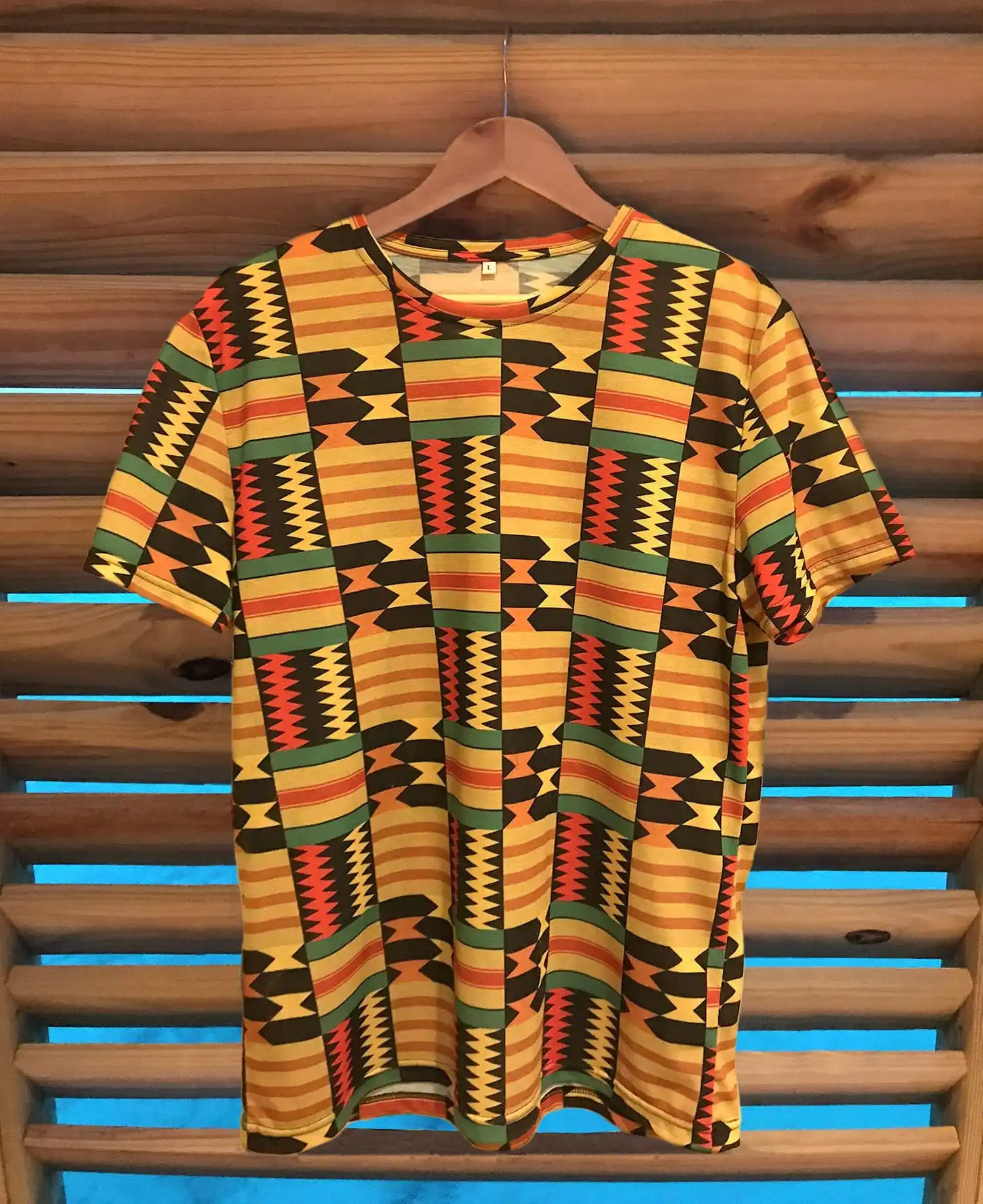 

Summer Men's Carnival Kente Mens T-shirt Vibrant African Print Shirt GhanaQuick-drying Sweat-absorbent Leisure Motorcycle Tees