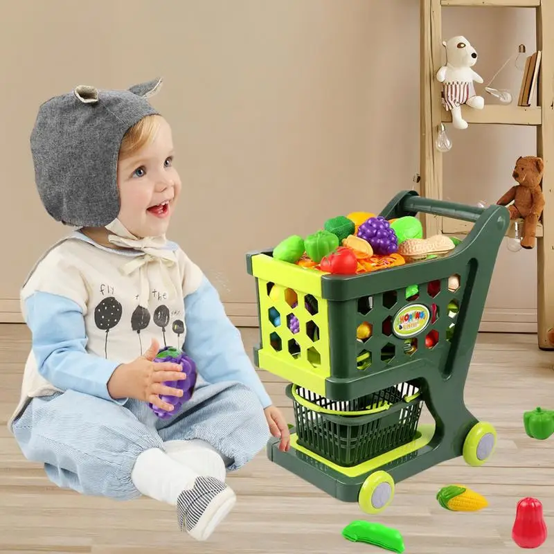 Carrinho de compras fingir jogar brinquedo carrinho de compras de supermercado das crianças brinquedo estrutura estável jogos de role-playing para aniversário ano novo