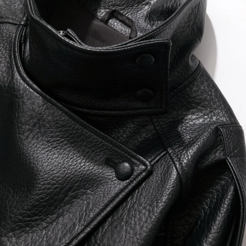 Vestes en similicuir noir chic originales pour femmes, manches longues, boutons, coupe oversize, mode automne-hiver 2026, streetwear