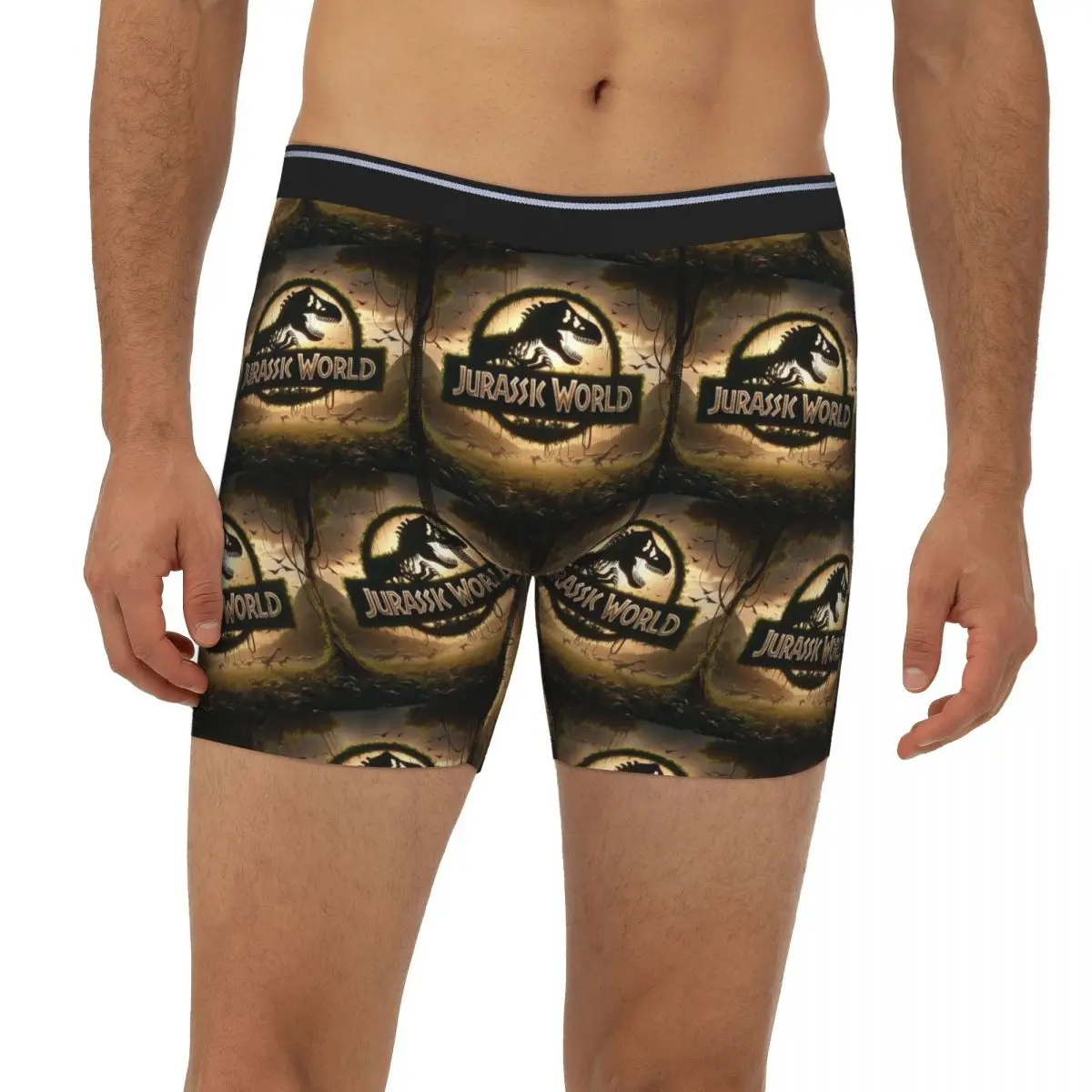 

Jurassic Park Dinosaur Print Long Boxer Underpants Short Male Panties Soft Underwear for Homme Man Boyfriend Gift