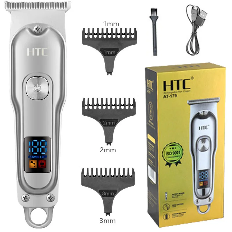 HTC Hair Clippers for Men Professional - Cordless Barber Clippers for Hair Cutting & Grooming, Beard Trimmer with LED Display