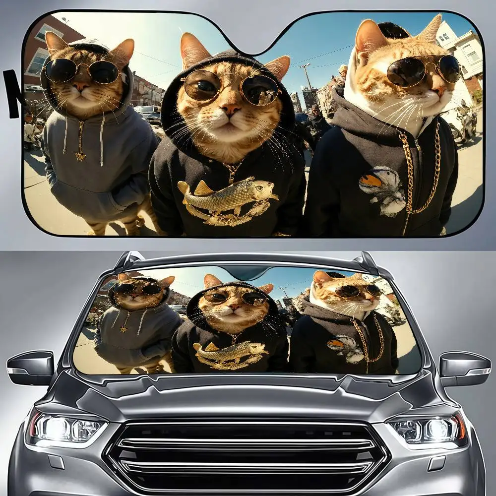 

Gangsta Cats Car Sunshade Windscreen Visor Windscreen Heat Reflector Protect Car Interior