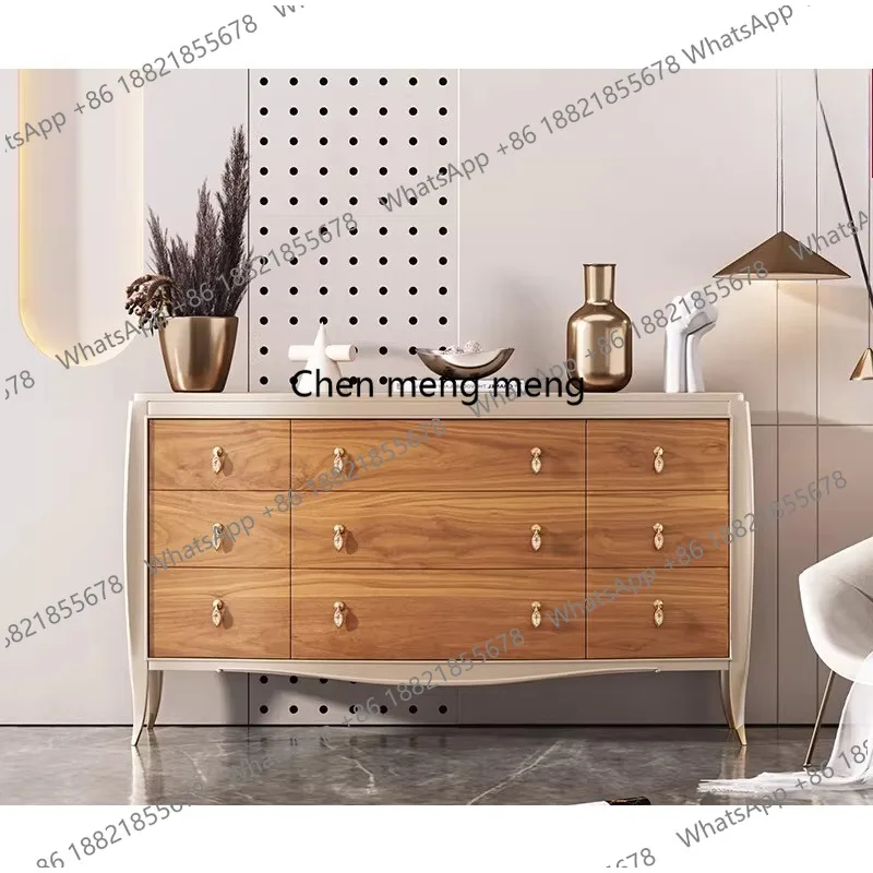 

American rural solid wood chest storage doorway high-end large-capacity nine-bucket cabinet side cabinet