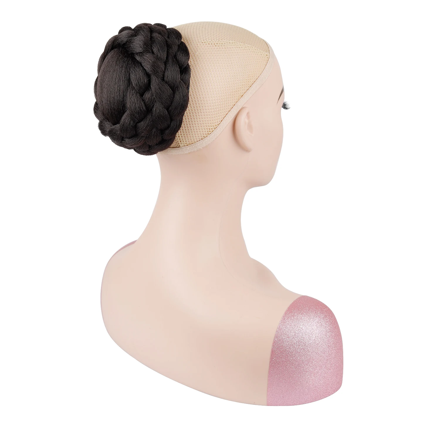 Women Braided Hair Bun Clip On Synthetic Chignon Bridal Wedding Fake Hair Updo For Cheongsam