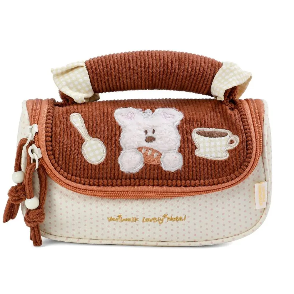 

High Quality Macaroon Pen Bag Contrast Color Large Capacity Stationery Bag Portable Handheld Pencil Case Gift