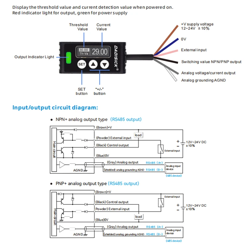 100mm RS485 Voltage Current Output Accuracy 0.01mm Displacement Switch Laser Distance Ranging Photoelectric Sensor