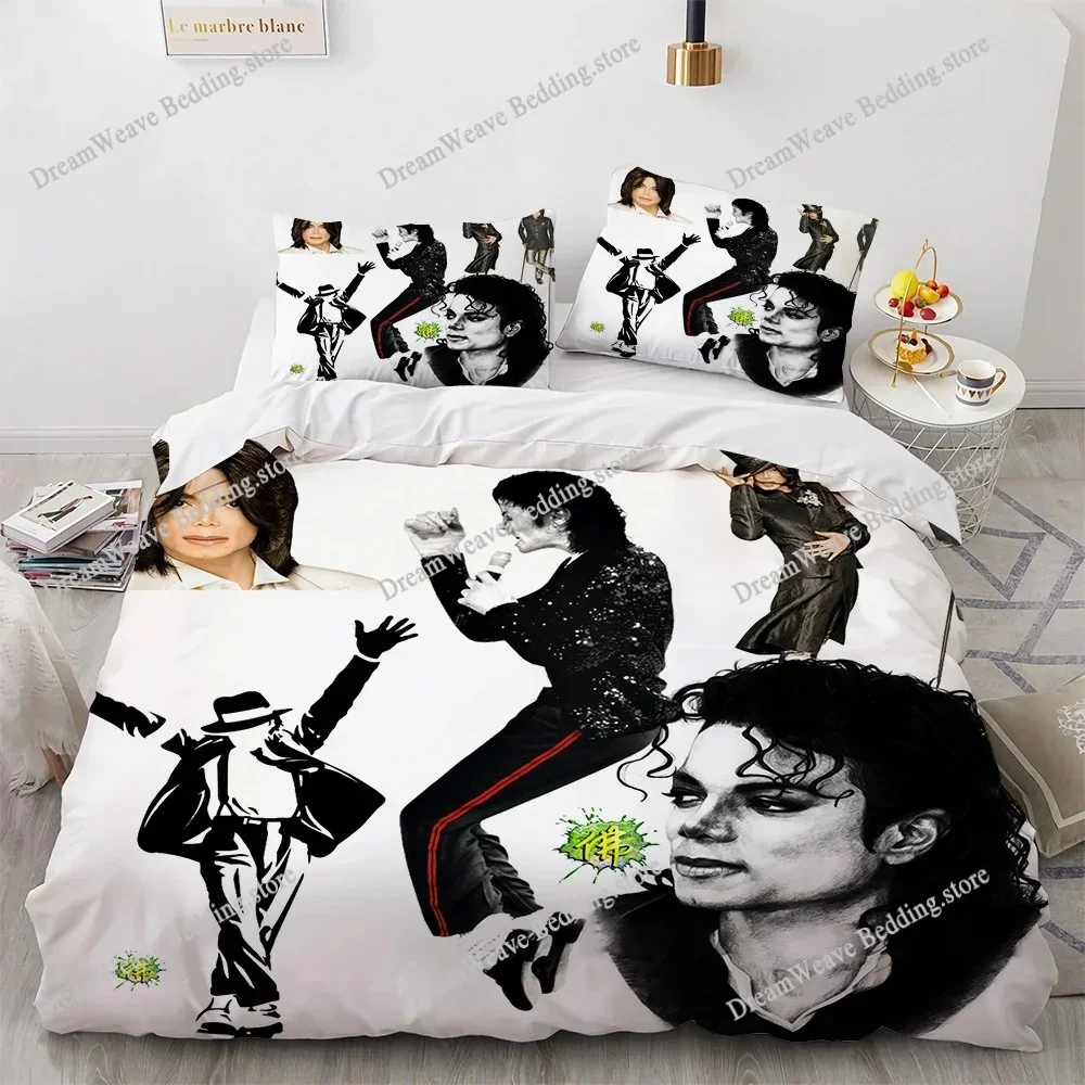 3D Printed Michael Jackson Bedding Set,Pink Quilt Duvet,Star Peripheral Family Decoration Home Warm Textile Cover Bedclothes Set