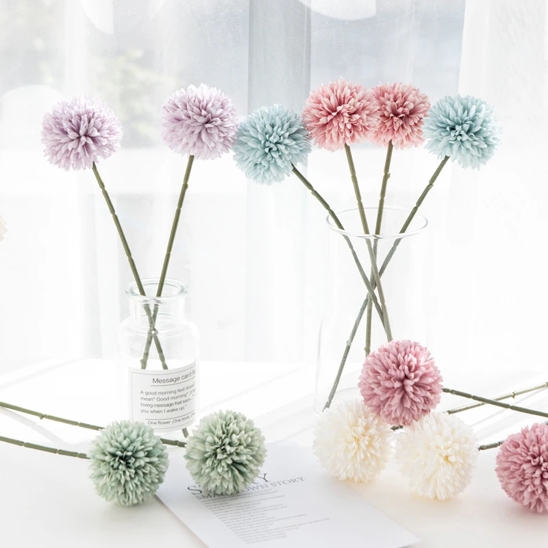 5PC Fake Silk Hydrangea Vase Home Decoration Wedding Bouquet Christmas Pompon Bridal Accessories Clearance Artificial Flowers