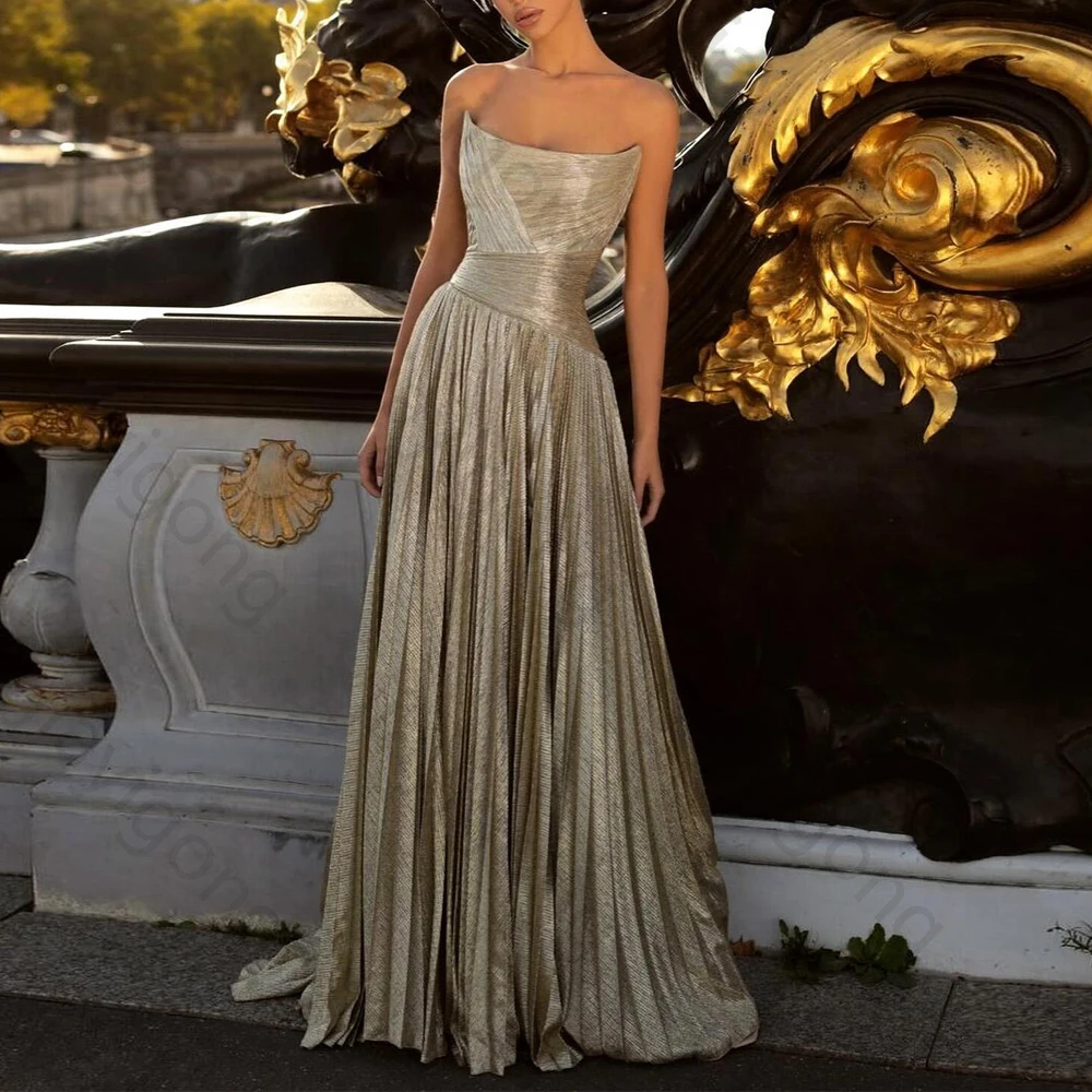 

Elegant Pleats Strapless Draped Evening Dresses Wedding Guest Dress Exquisite High Quality Prom Party Gowns for Women Customized