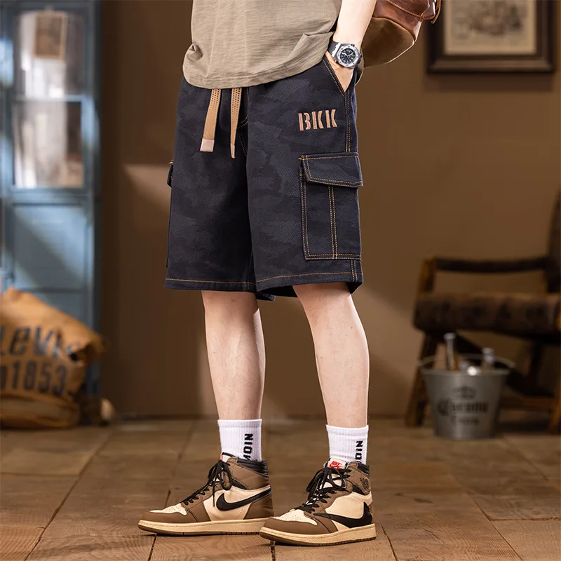 حجم 8X جديد الصيف الرجال التمويه فضفاض الأدوات غير رسمية السراويل عداء ببطء السراويل الرياضية جودة القطن الذكور جيوب متعددة السراويل البضائع