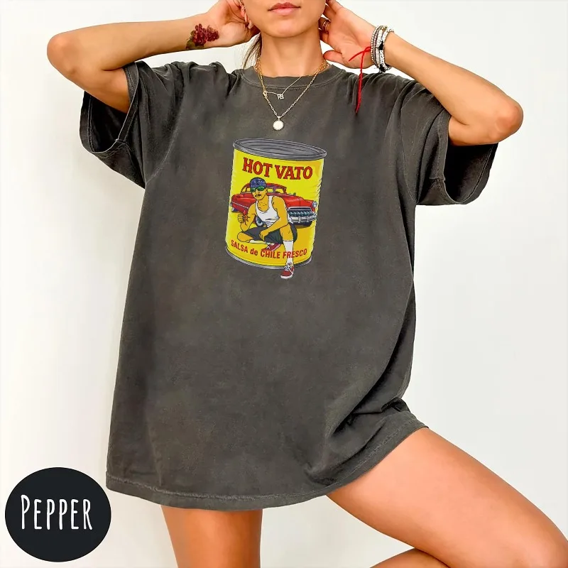 

Hot Vato Salsa Shirt - Funny Mexican Food Parody Graphic Tee Children's and parent's clothing for both boys and girls