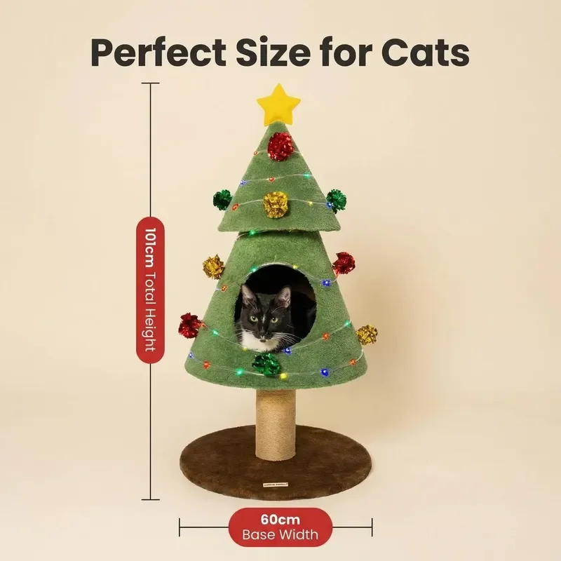 Luxury Christmas Style Cat Tree Customizable Cat Climbing Frame Scratch Board Durable Non-Shedding Carton Factory Wholesale
