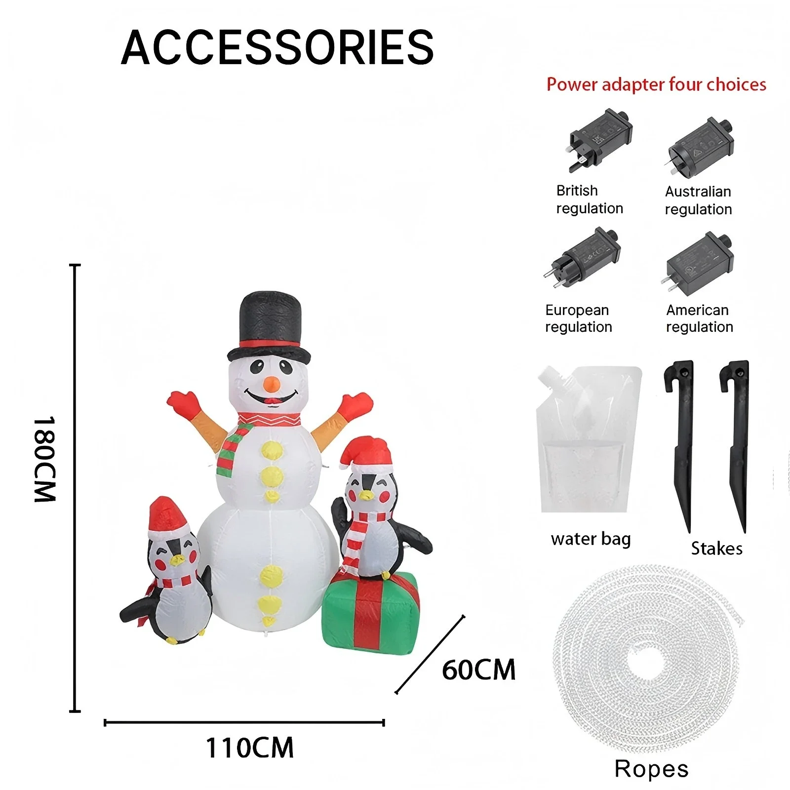 Jouets gonflables de 5,91 pieds, bonhomme de neige, pingouins avec lumières LED, décorations de fête de noël, pelouse, maison, fournitures de noël, ornements, cadeaux