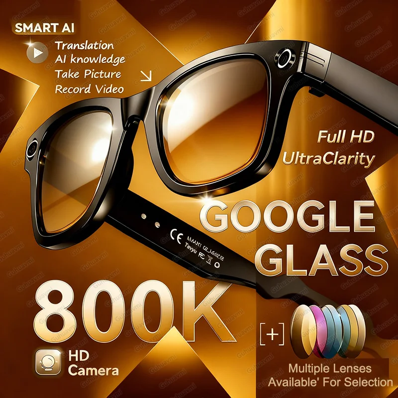 

AI Smart Glasses Camera 8M Video Recording With 170+Language Translation Mens Sunglasses Bluetooth Call Music ForMen Wome Eyewea