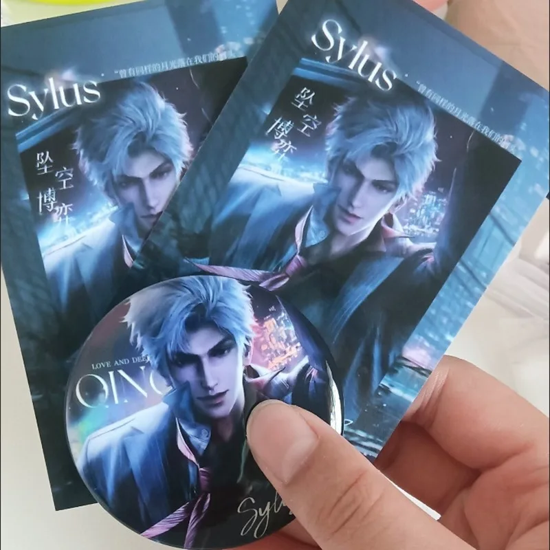 3Pcs/Lot Game Love and Deepspace Exquisite Card And Brooch Sylus Rafayel MO Qi Yu Qin Che Pin Cosplay Badge Clothes Decoration