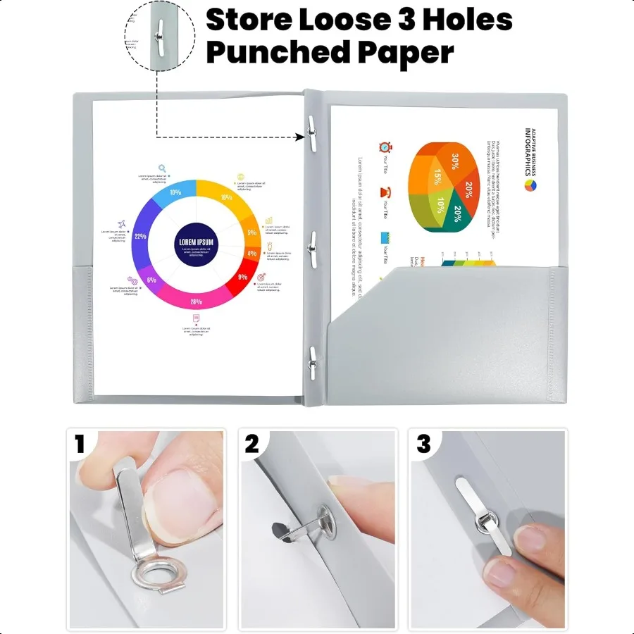 Cartelle a 2 tasche con punte Confezione da 12 cartelle in plastica colori pastello con tasche e punte adatte alla cartelle in poliestere formato lettera con Po