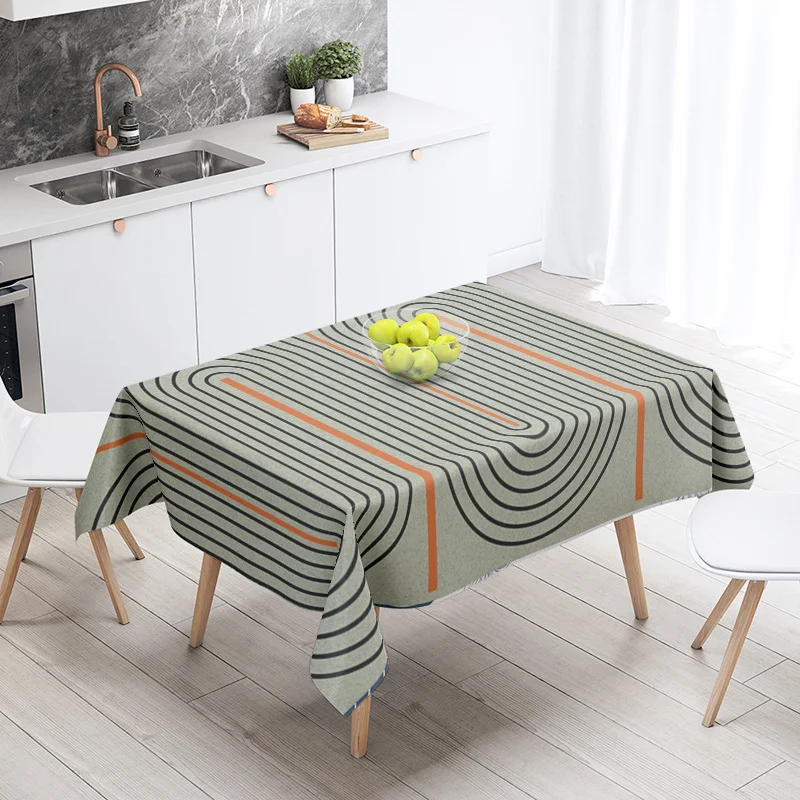 Morandi Ins Style Tablecloth Abstract Art Design 2025 New Geometric Pattern Decorative Tablecloth for Coffee Shop
