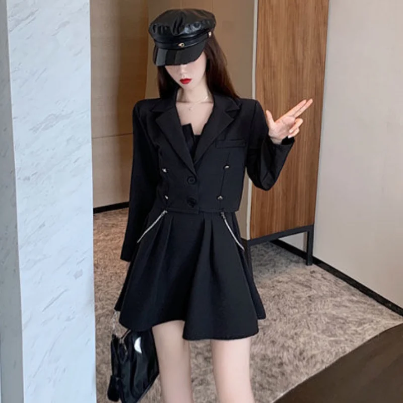 Women's Short 2 Sets Suits with Skirts and Blazer Summer Dress 2024 Outfits Two Piece Set for Woman Vintage Jacket Co Ord Korea