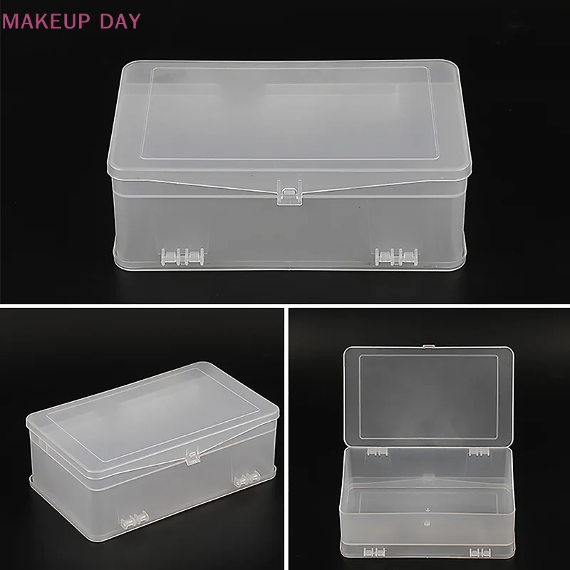 1 pz scatola portaoggetti per Nail Art a doppio strato di grande capacità con coperchio strumenti per Manicure in plastica Organizer custodia per pennelli per penna contenitore trasparente