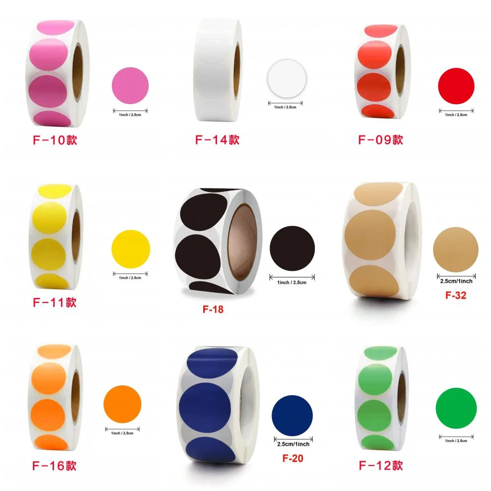 100/500pcs 1 Inch Round Chroma Labels Stickers Color Code Dot Labels Yellow,Blue,Pink,Black package Sealing Stationery Stickers