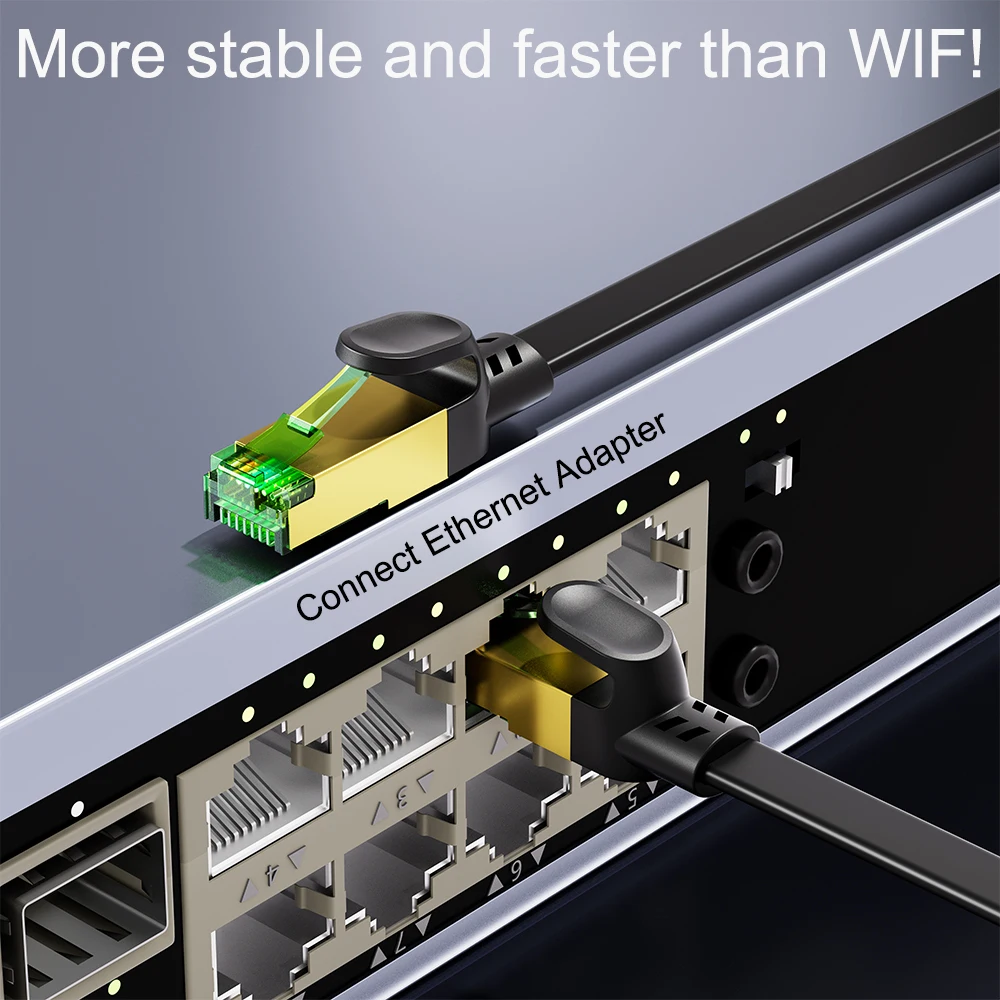 COMNEN nuevo Cable Ethernet plano Cat8 de 40Gbps, red de doble escudo de Internet de alta velocidad de 2000MHz para jugadores de enrutador de PC PS5